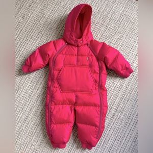 Baby Girls Ralph Lauren Polo Dark Pink Down Snowsuit Size 12 months